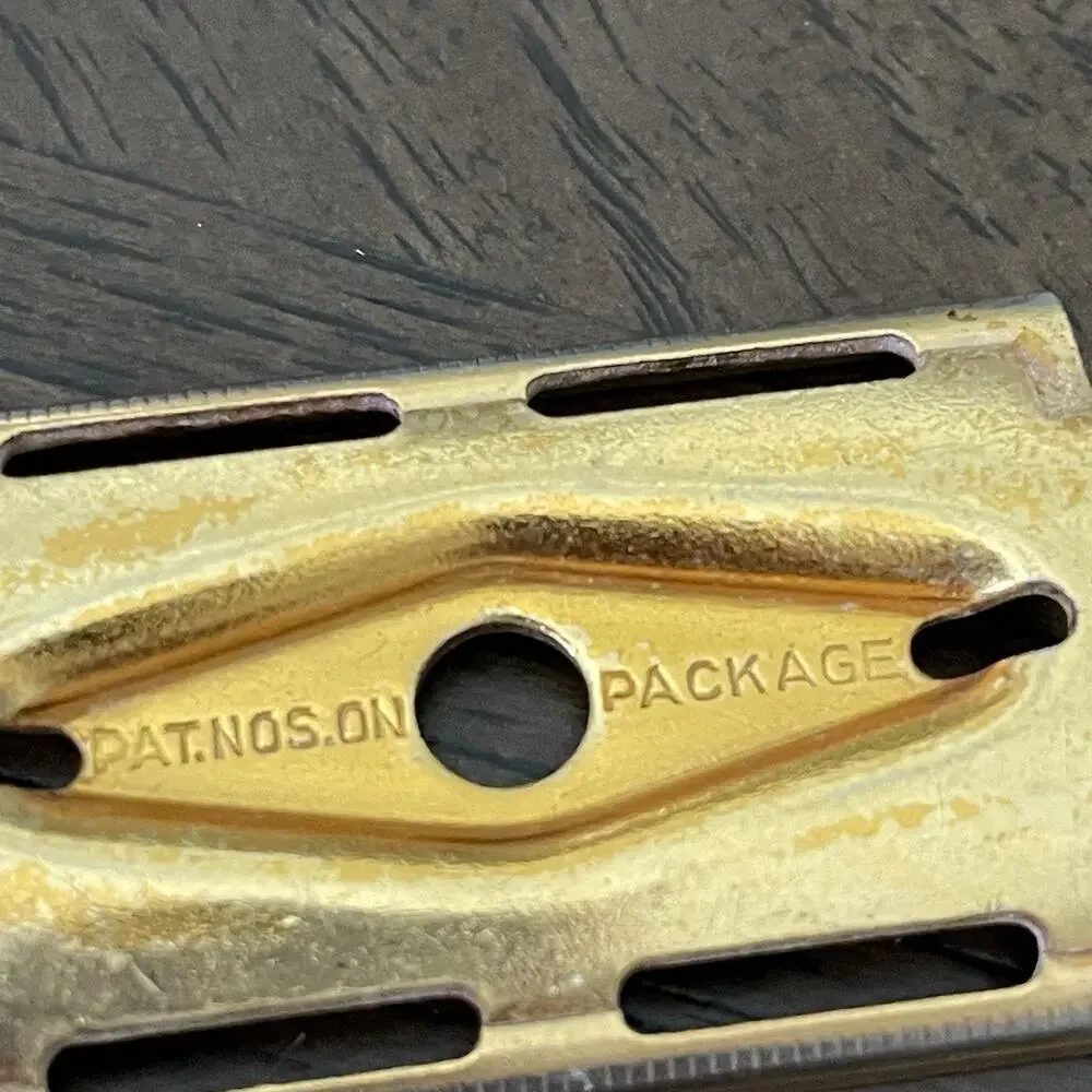 Vintage Original 1940's Gillette Gold Tech Ball End Safety Razor Metal USA READ
